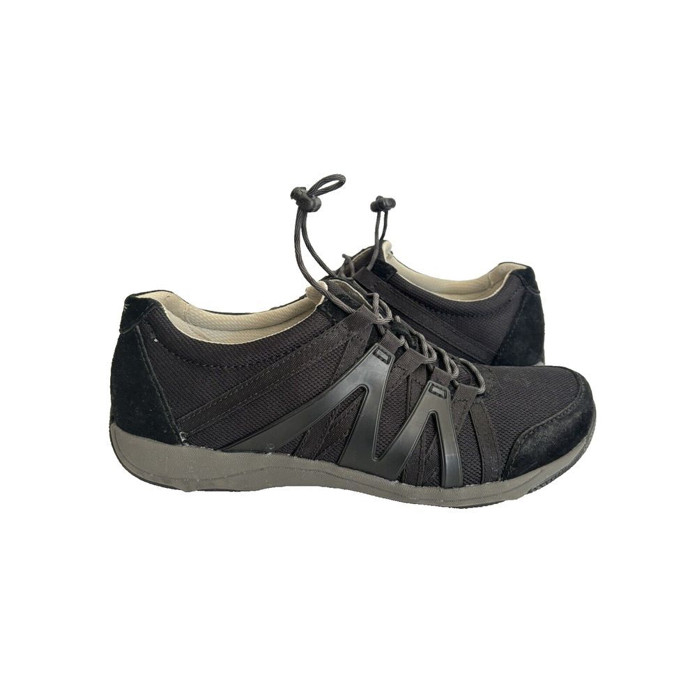 Dansko Sneaker Womens 40 Honor Black Suede Slip On Pull Ties Comfort Lightweight